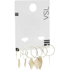 Paire de créoles pendantes métal doré x3