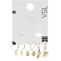 Paire de créoles pendantes métal doré x3