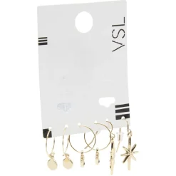 Paire de créoles pendantes métal doré x3