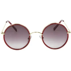 Paire de lunettes de soleil femme doré et rouge