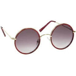 Paire de lunettes de soleil femme doré et rouge