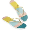 Paire de tongs Femme rayé vert rose bleu jaune T36/37