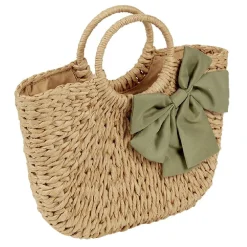 Panier tressé et son noeud vert