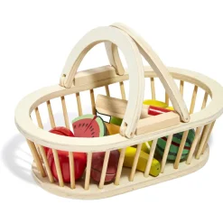 Panière en bois avec aliments à découper 12 pièces