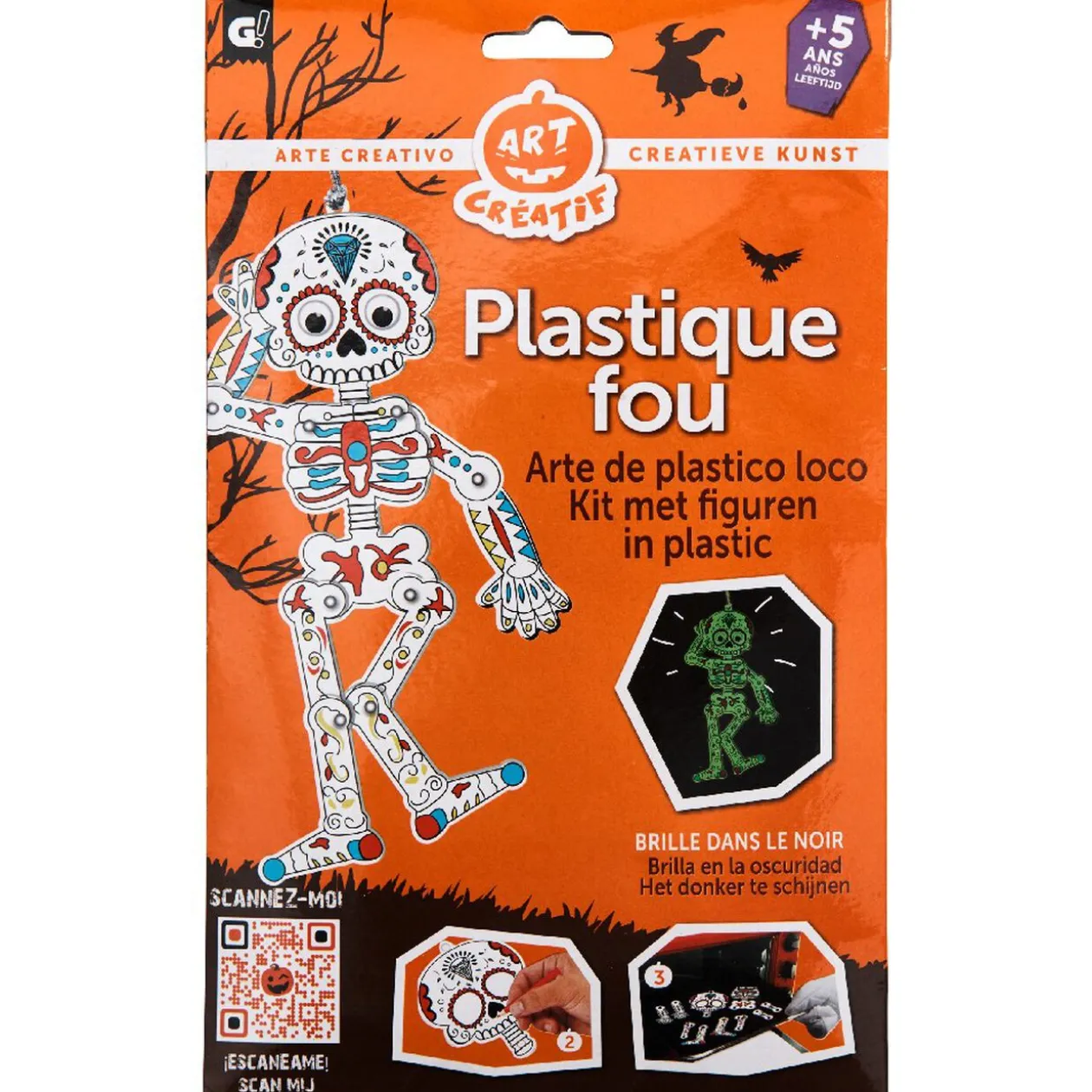 Pantin squelette phosphorescent Halloween à confectionner