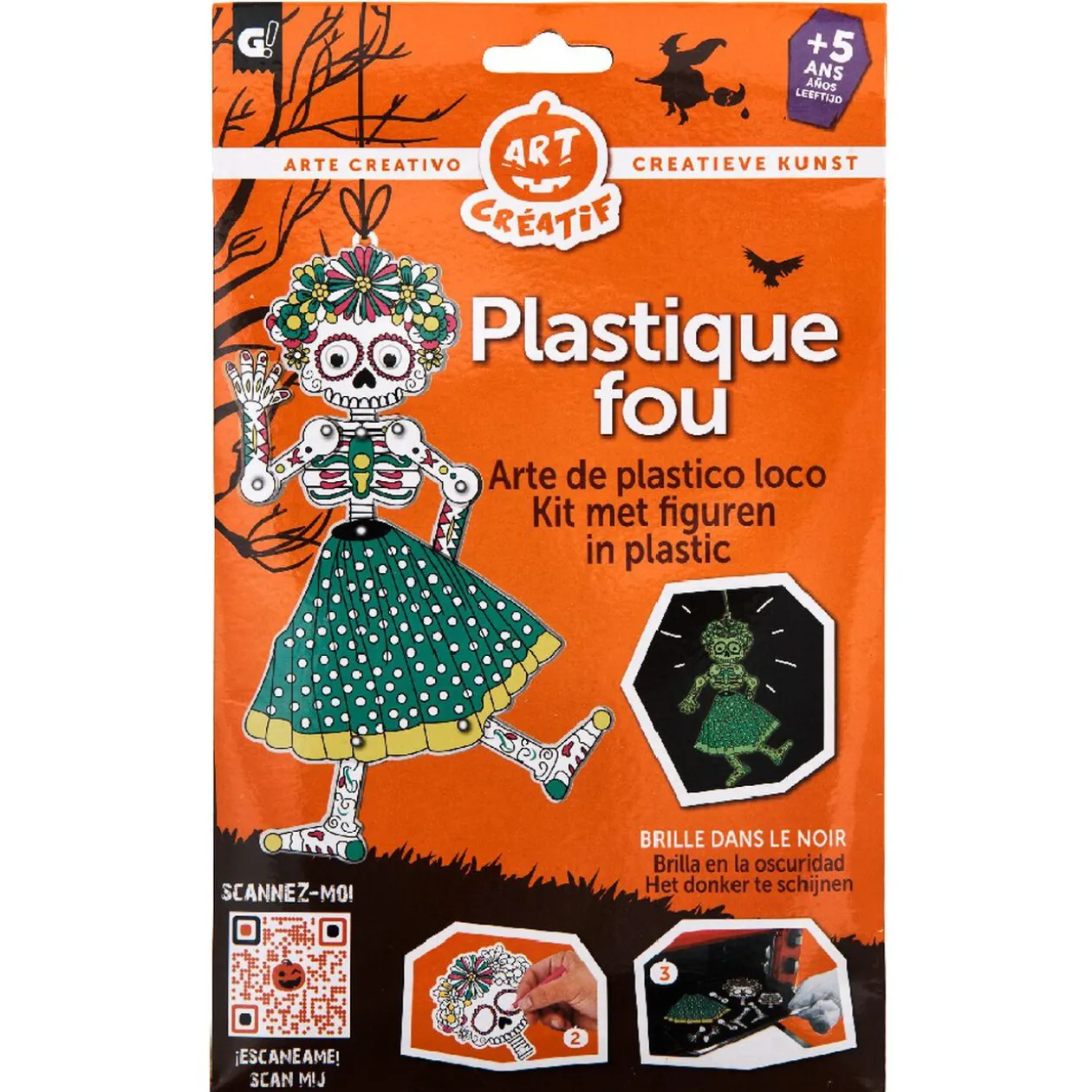 Pantin squelette phosphorescent fille Halloween à fabriquer