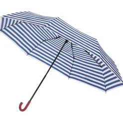 Parapluie canne à rayures bleues et blanches