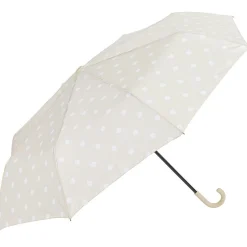Parapluie canne beige à pois blancs
