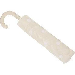 Parapluie canne beige à pois blancs