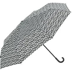 Parapluie canne imprimé zigzag blanc et noir