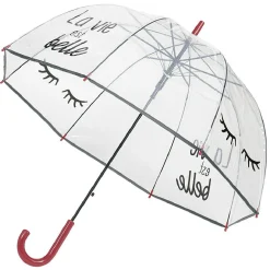 Parapluie canne transparent La vie est belle