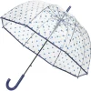 Parapluie canne transparent à pois bleus
