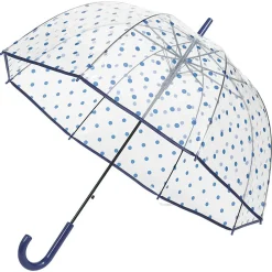 Parapluie canne transparent à pois bleus
