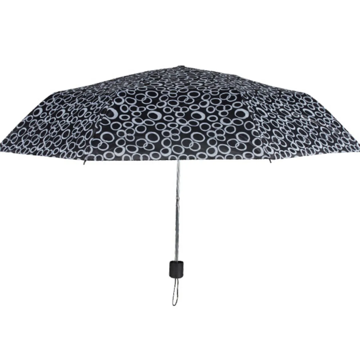 Parapluie noir à cercles blancs