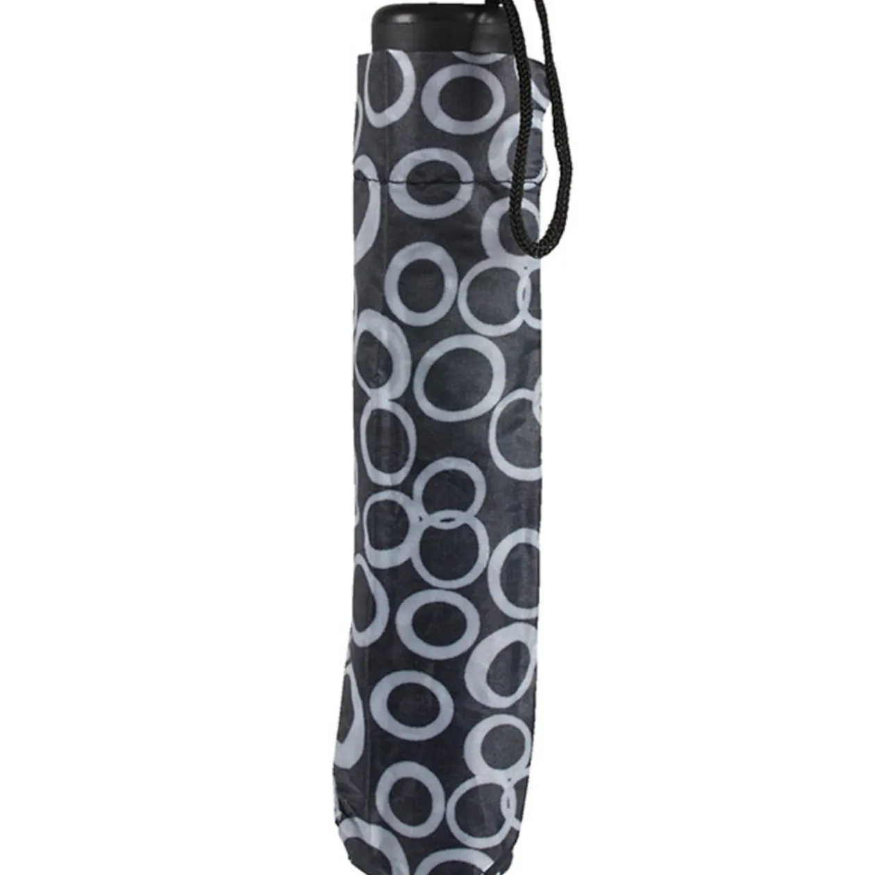 Parapluie noir à cercles blancs