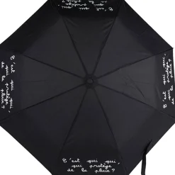 Parapluie noir avec inscription blanche