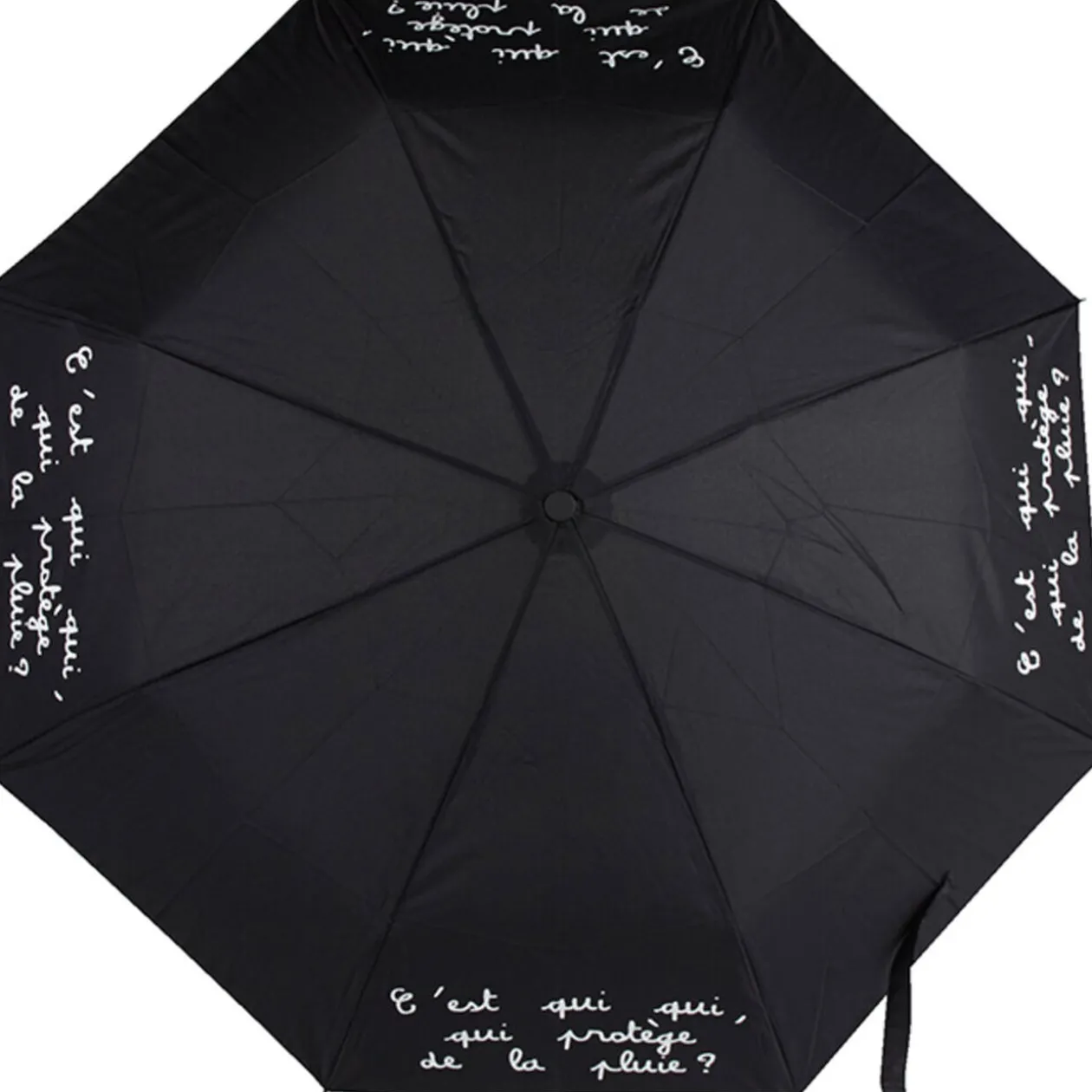 Parapluie noir avec inscription blanche