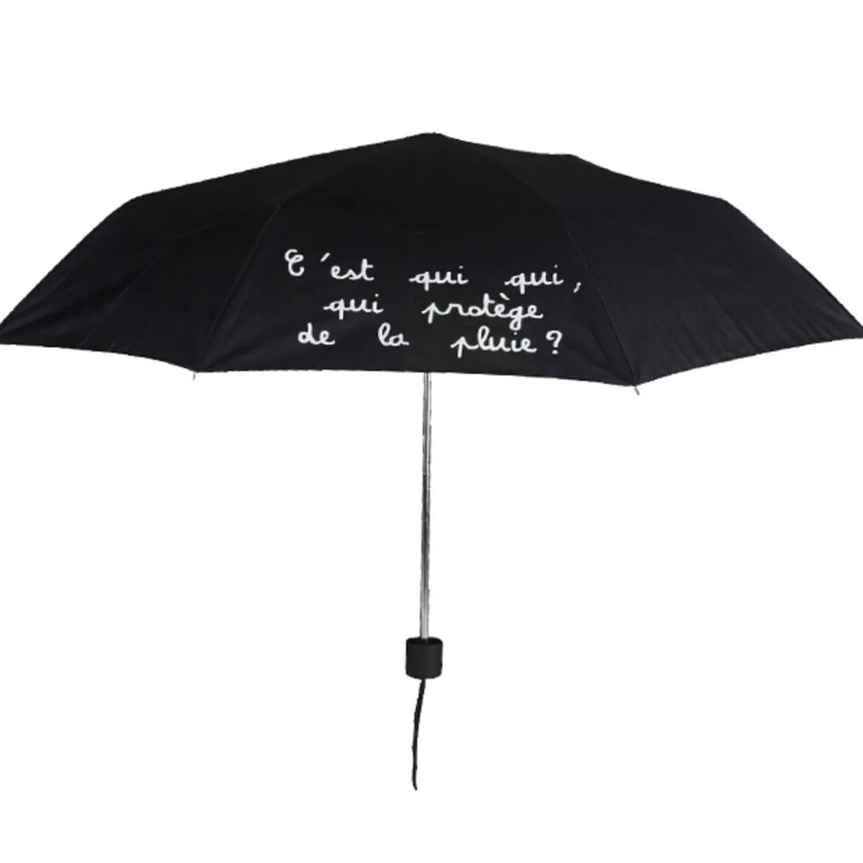 Parapluie noir avec inscription blanche