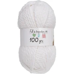 Pelote de fil à tricoter acrylique épais blanc Alaska