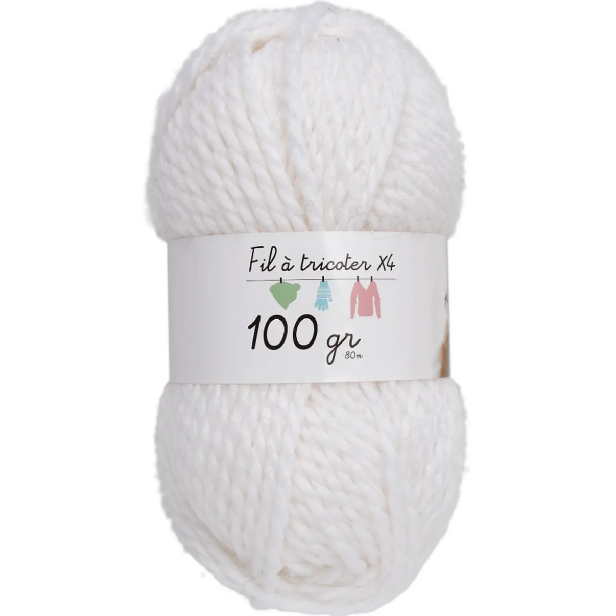 Pelote de fil à tricoter acrylique épais blanc Alaska