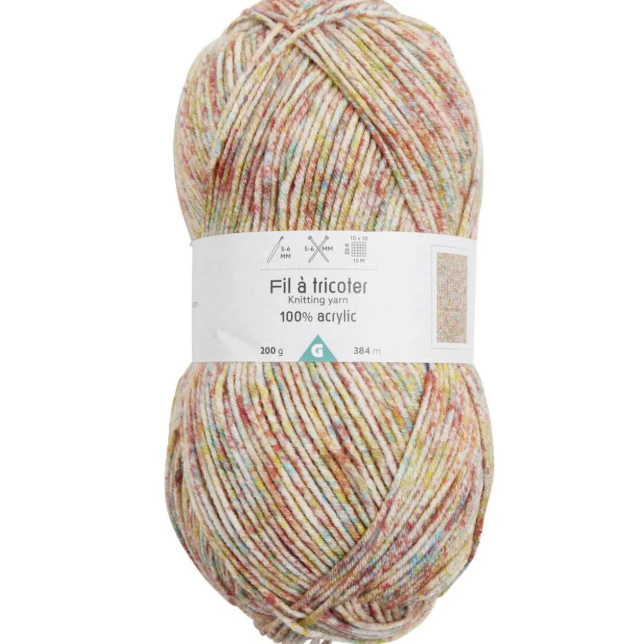 Pelote de fil à tricoter acrylique multicolore 200Gr