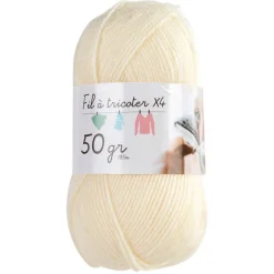 Pelote de fil à tricoter en acrylique écru x10