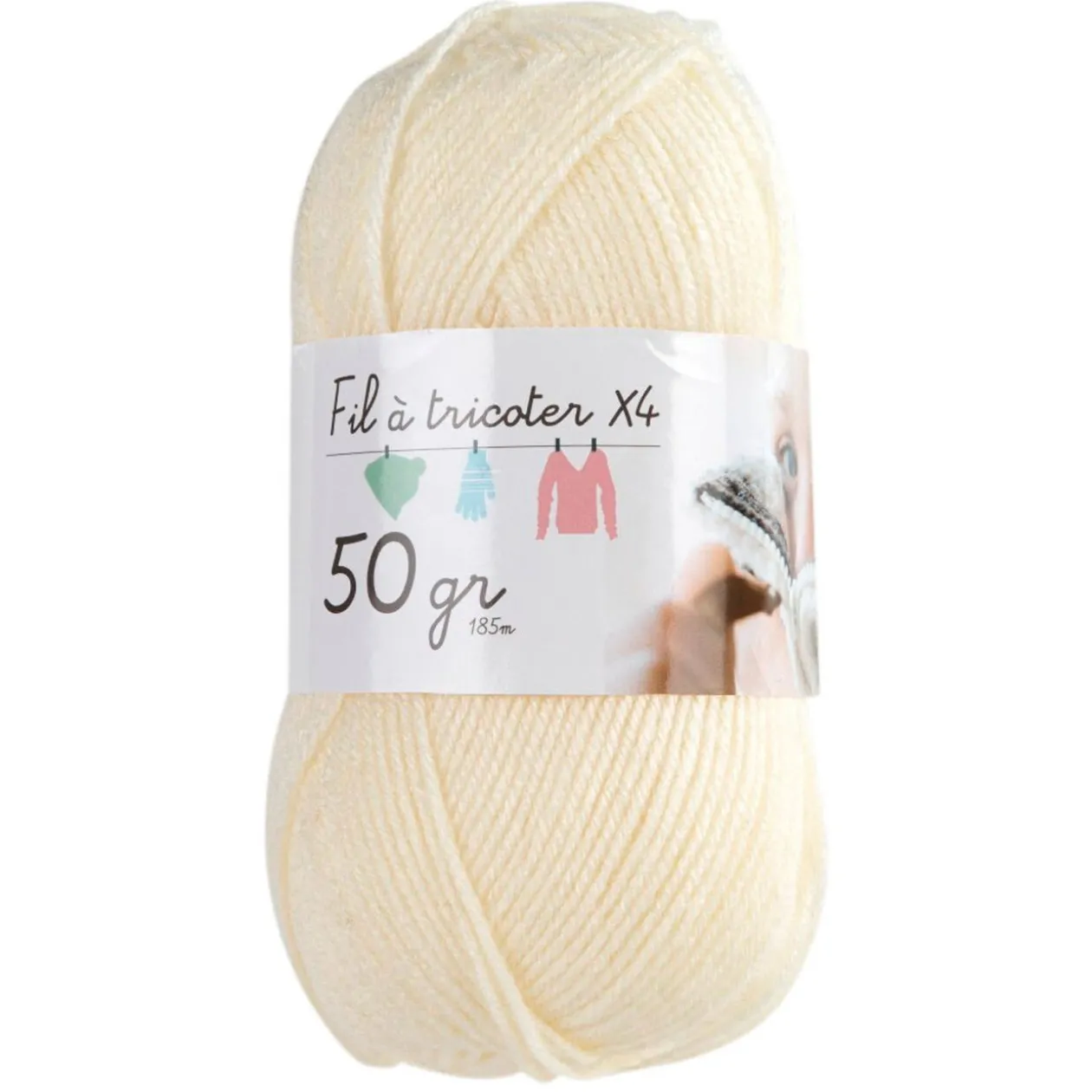 Pelote de fil à tricoter en acrylique écru x10