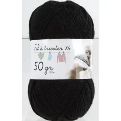 Pelote de fil à tricoter en acrylique noir x10