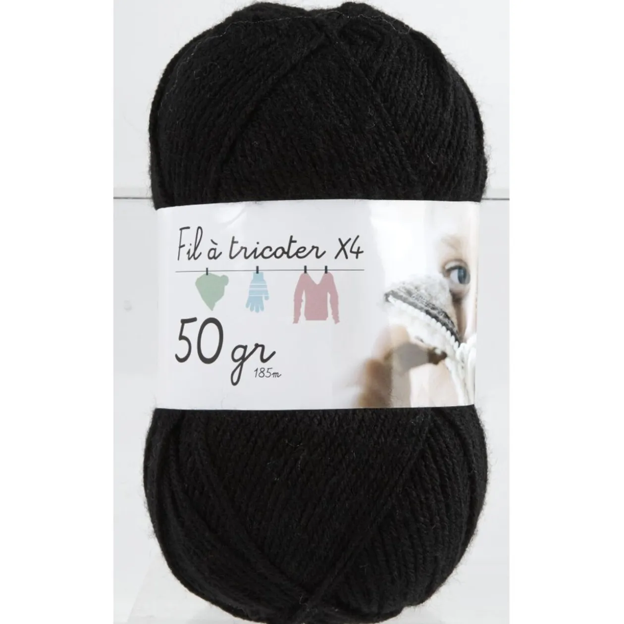 Pelote de fil à tricoter en acrylique noir x10