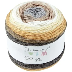 Pelote de laine toupie ton gris et jaune