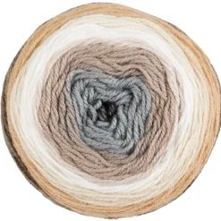 Pelote de laine toupie ton gris et jaune