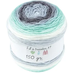 Pelote de laine toupie ton gris et vert