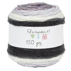 Pelote de laine toupie ton gris 510m
