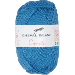 Pelote fil à tricoter coton et acrylique bleu 50g