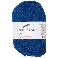 Pelote fil à tricoter coton et acrylique bleu roy 50g