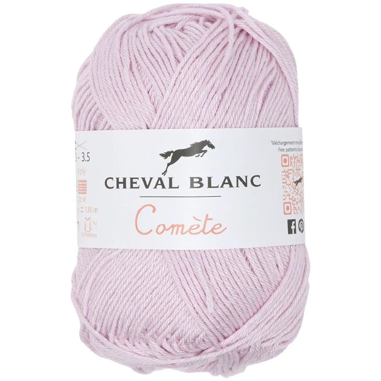 Pelote fil à tricoter coton et acrylique rose 50g
