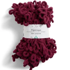 Pelote fil à tricoter 9m effet chenille polyester rouge bordeaux 100g