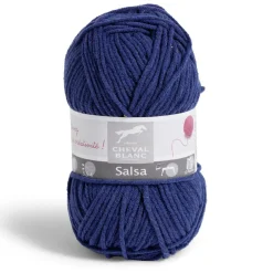 Pelote fil à tricoter 110m Salsa Cheval Blanc coton et acrylique bleu 50g