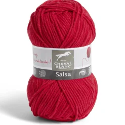 Pelote fil à tricoter 110m Salsa Cheval Blanc coton et acrylique rouge 50g