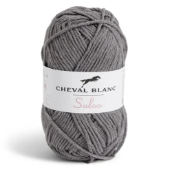 Pelote fil à tricoter 110m Salsa Cheval Blanc coton et acrylique gris 50g