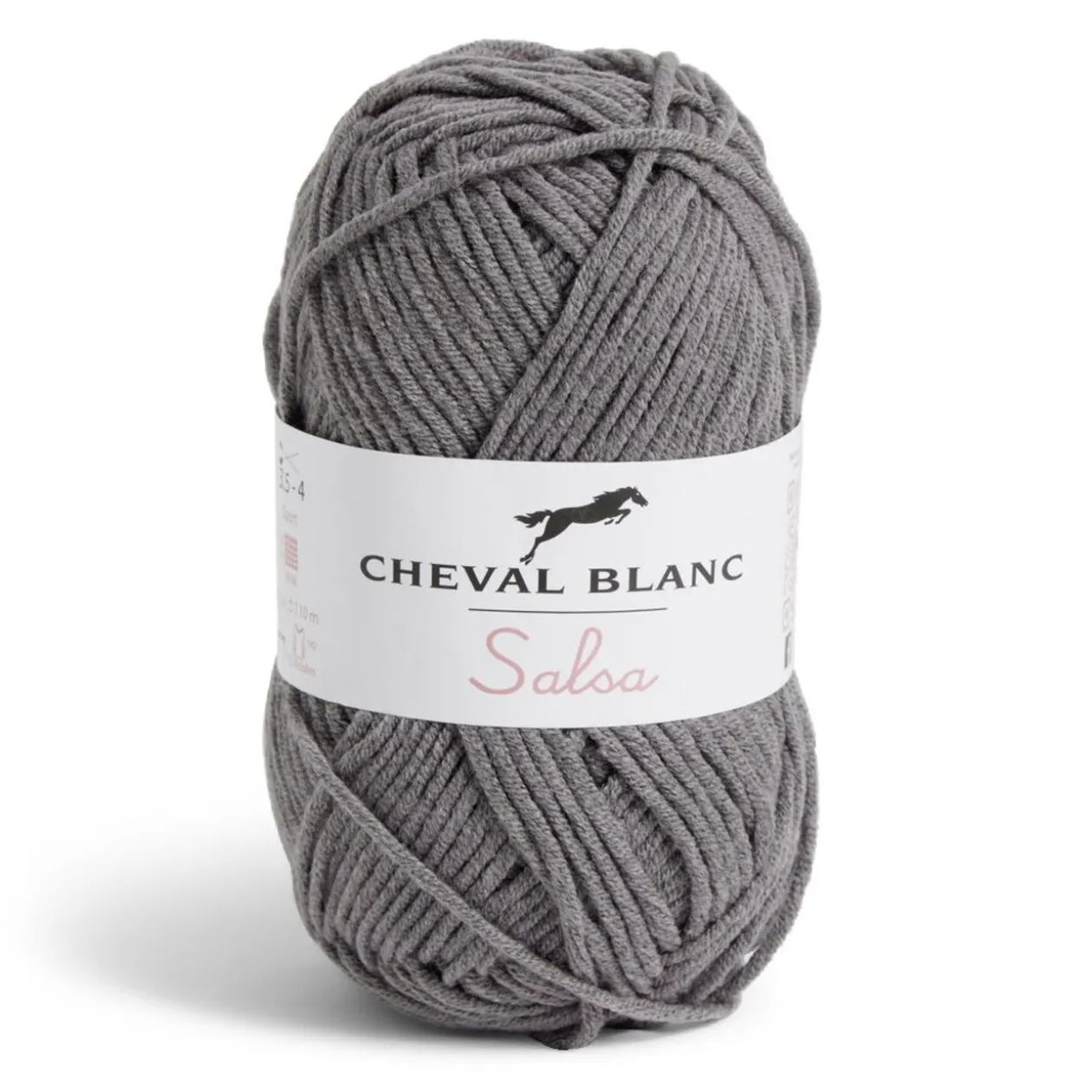 Pelote fil à tricoter 110m Salsa Cheval Blanc coton et acrylique gris 50g