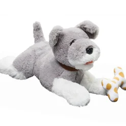 Peluche chien animé gris