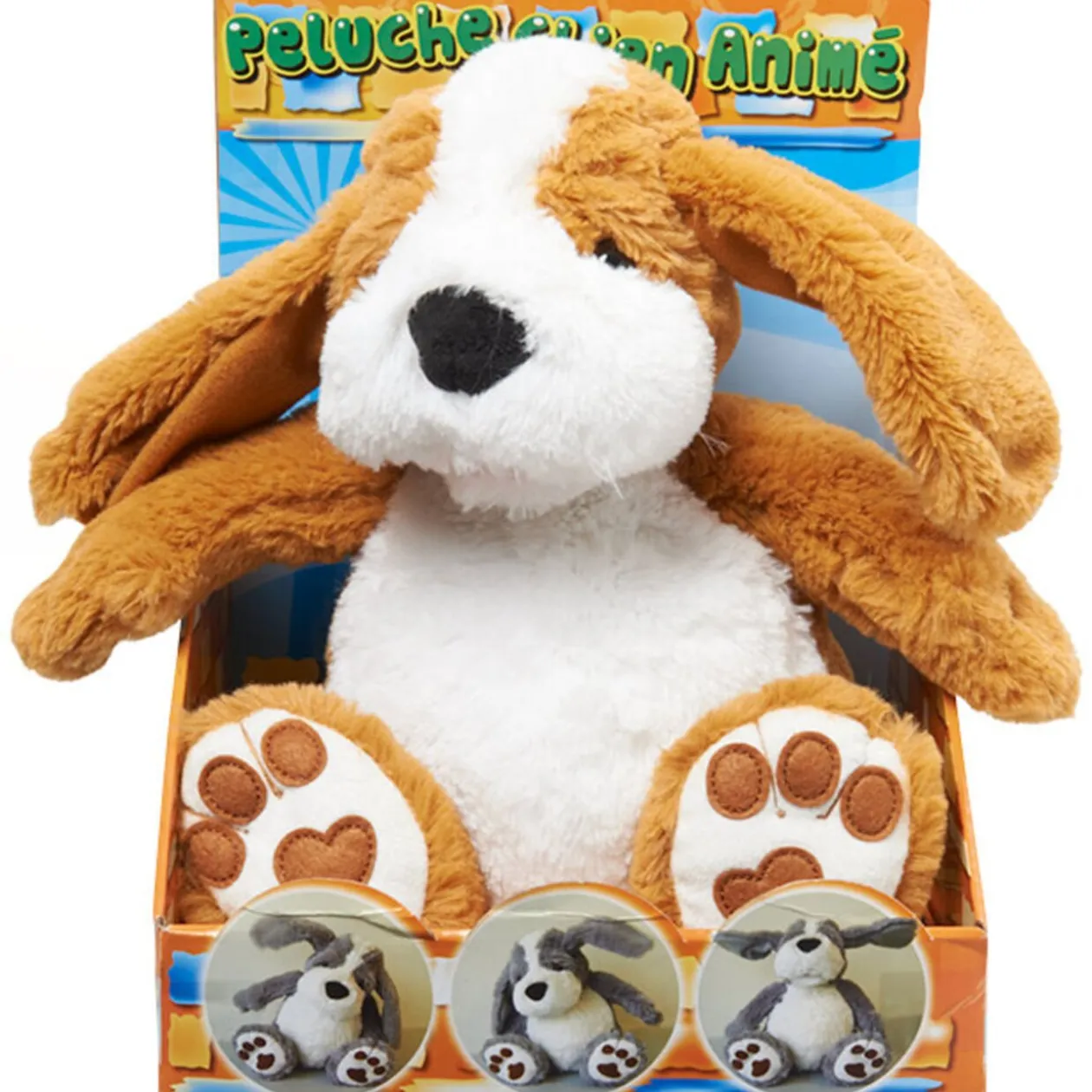 Peluche chien animé marron