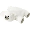 Peluche coussin ours polaire blanc allongé sur le ventre 40 cm