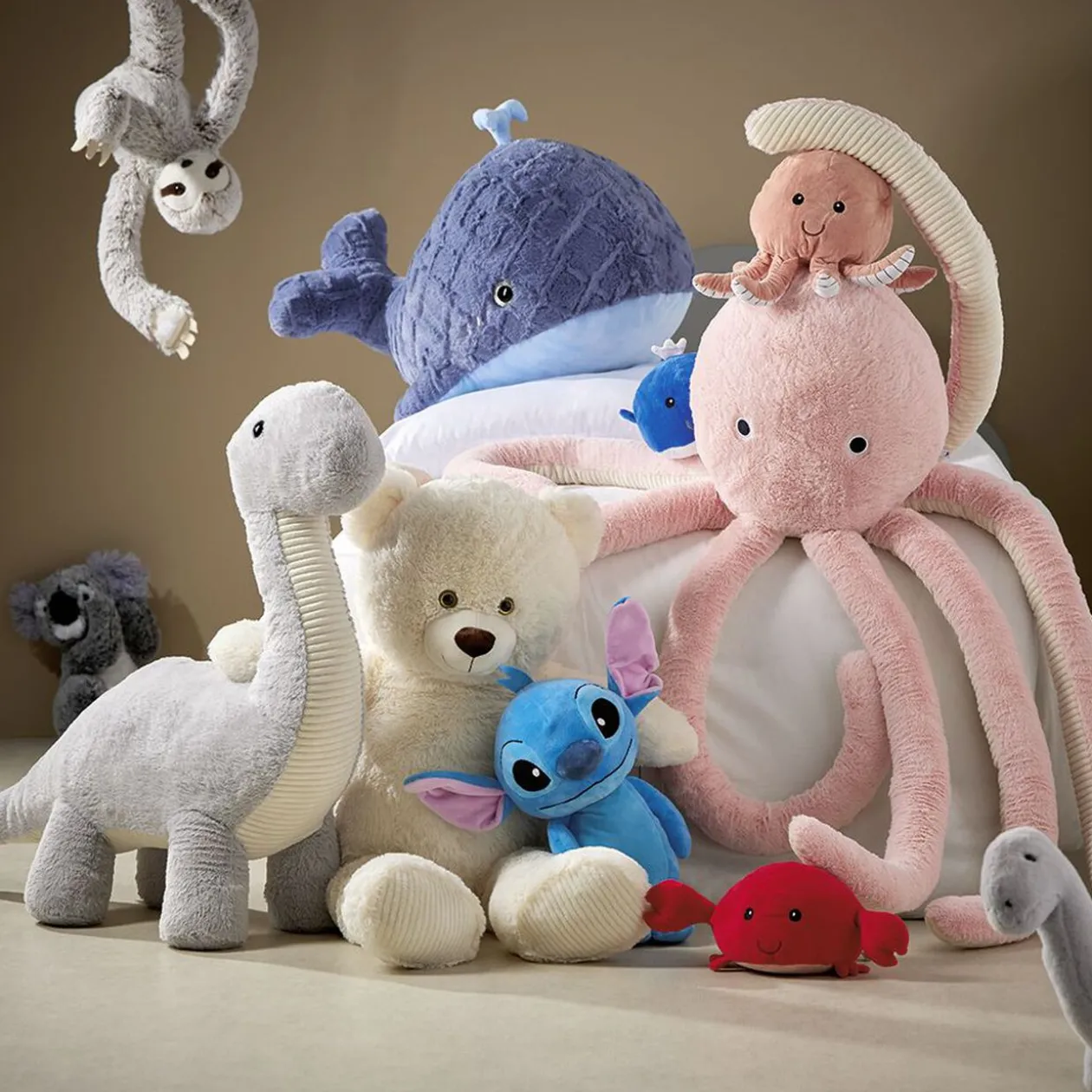 Peluche dinosaure gris H.84 cm