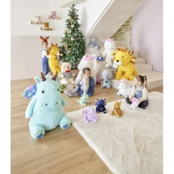 Peluche dragon assis polyester 130cm bleu