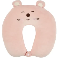 Peluche 2en1 coussin de voyage souris rose