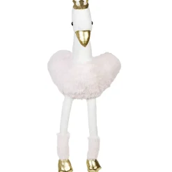 Peluche flamant rose princesse assis rose et dorée