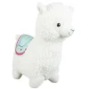 Peluche lama blanc cassé et bleu