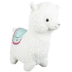 Peluche lama blanc cassé et bleu
